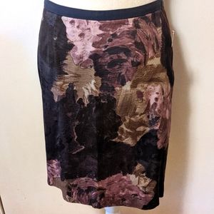 3/$33 - Ann Taylor Grey Pink Tan Impressionist Floral Skirt